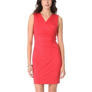 Diane Von Furstenberg M Parker Dress Jersey in Coral Sheath Sleeveless Stretch